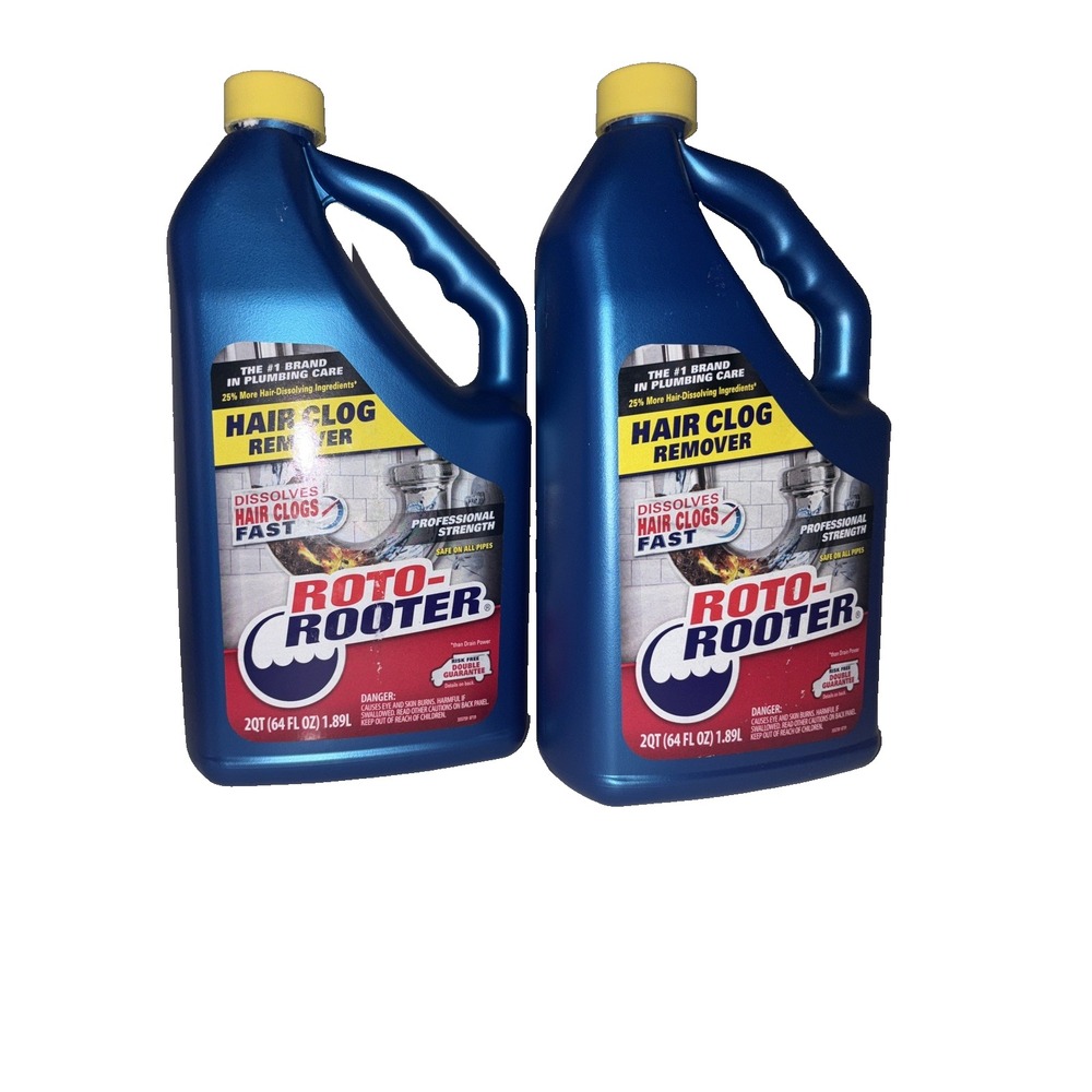 (2) Pack - Roto-Rooter Hair Clog Remover 64 oz Liquid for All Pipes